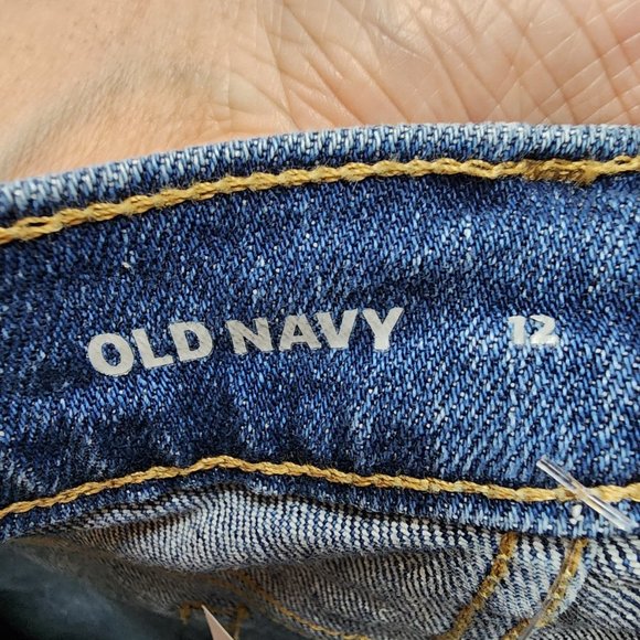 Old Navy Extra High Rise Distressed Straight Leg Jeans Size 12 - Picture 8 of 10